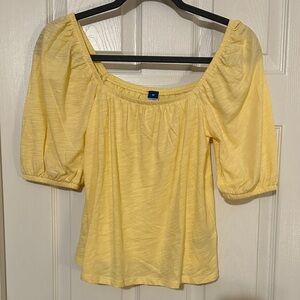 Old Navy Yellow Women's Blouse with Puff Sleeves